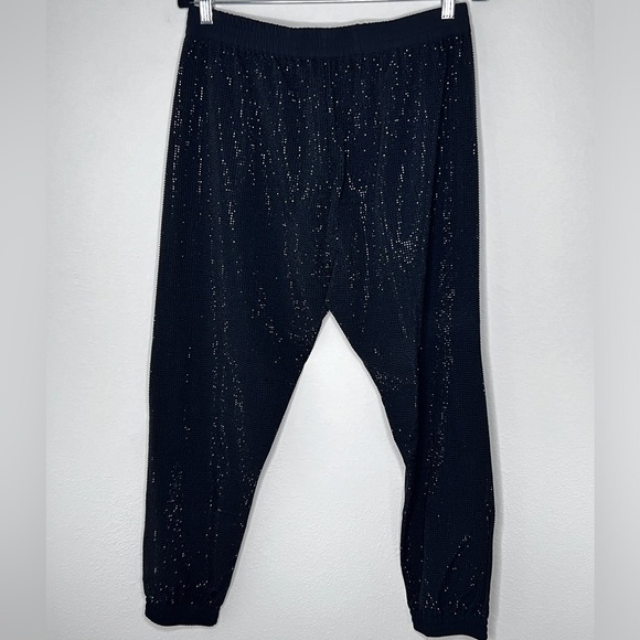 RtARhinestone Black Jogger Pants Women’s Sz Large - Picture 9 of 10